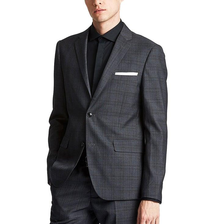 lindbergh grey checked slim fit 2-piece suit