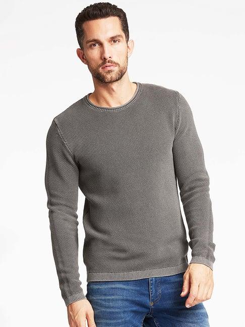 lindbergh grey self design sweater