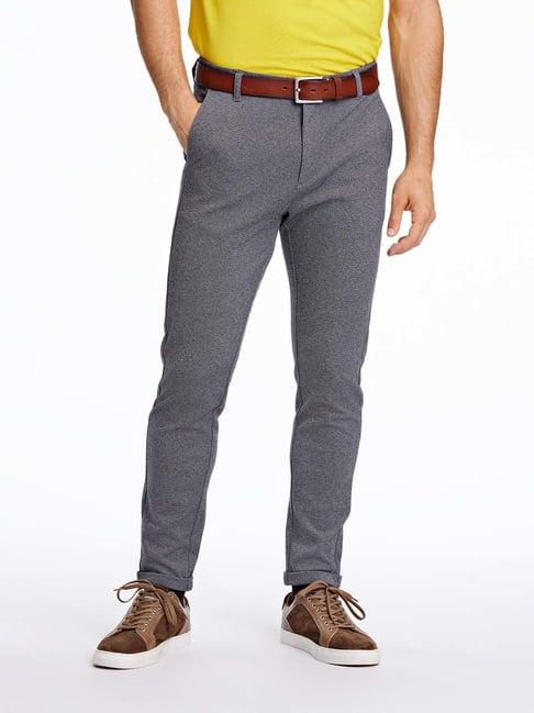 lindbergh grey slim fit flat front trousers