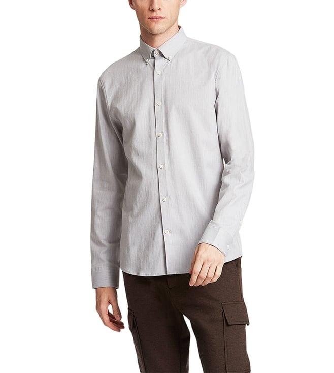 lindbergh grey striped slim fit shirt