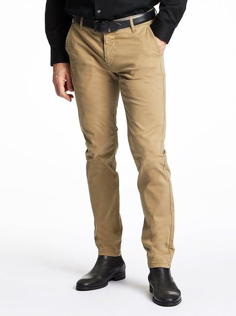 lindbergh khaki slim fit flat front trousers