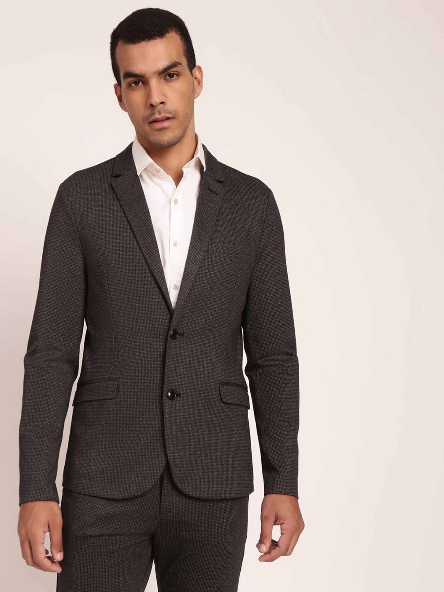 lindbergh men black checked blazer