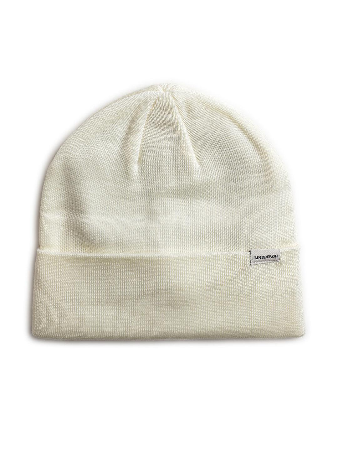 lindbergh men cream solid beanie cap