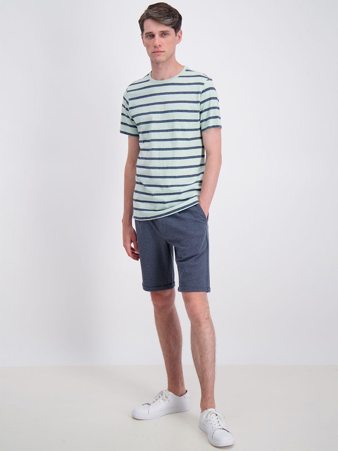 lindbergh men green striped cotton t-shirt