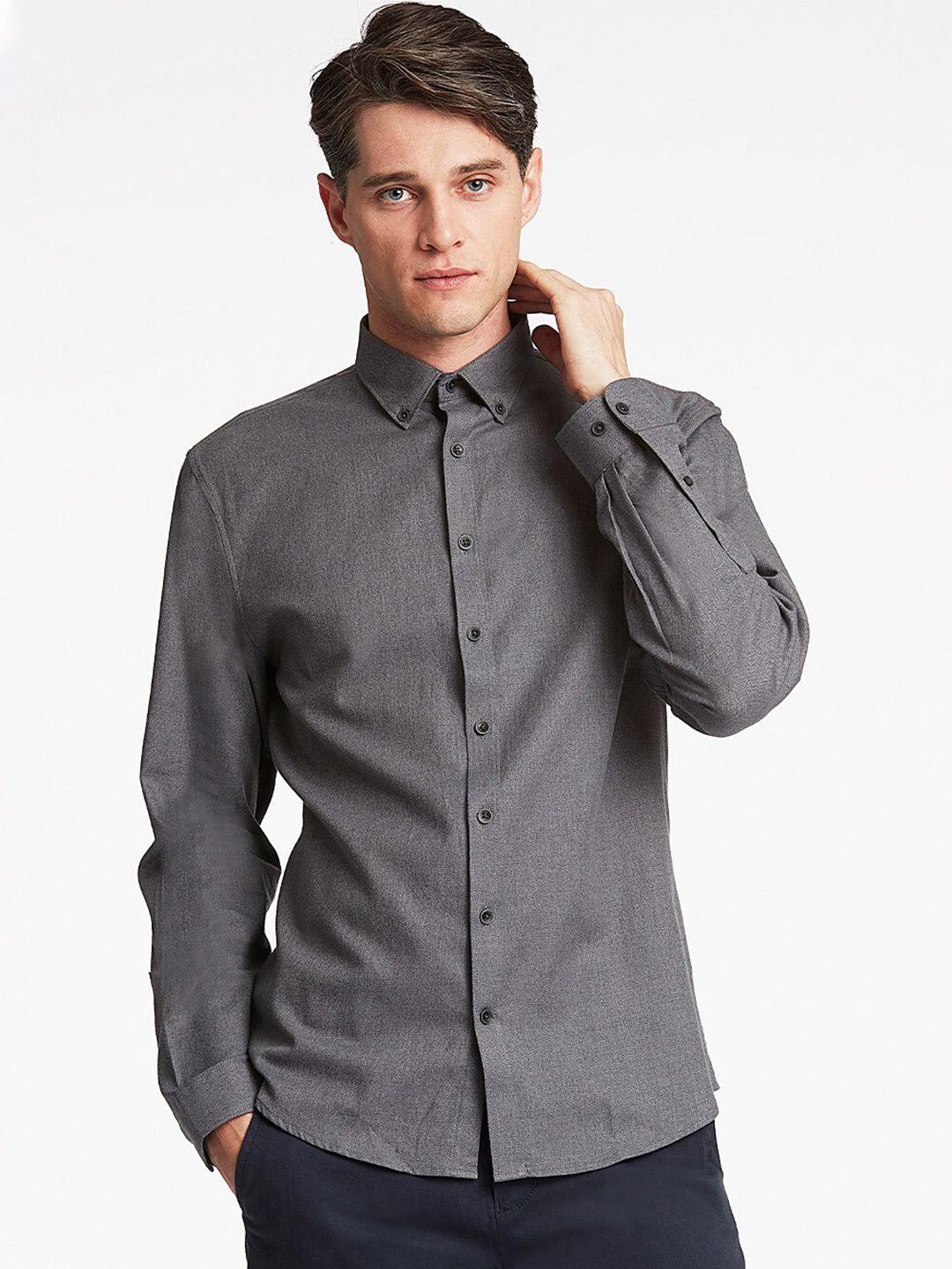 lindbergh men grey slim fit casual shirt