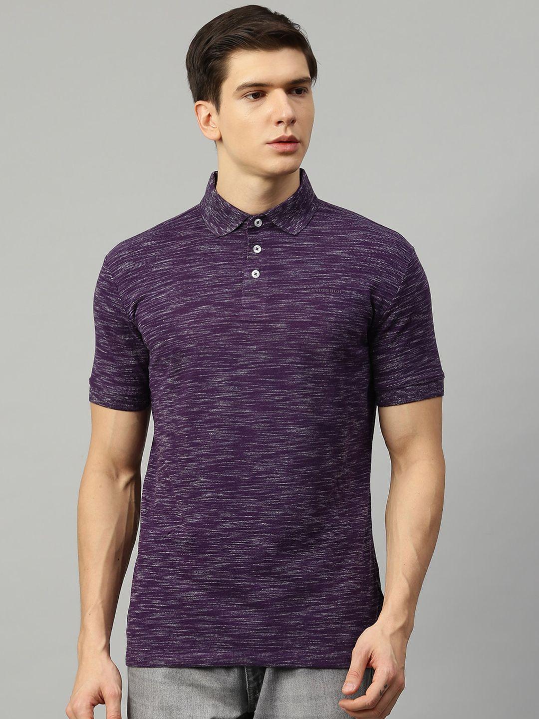 lindbergh men purple solid polo collar t-shirt