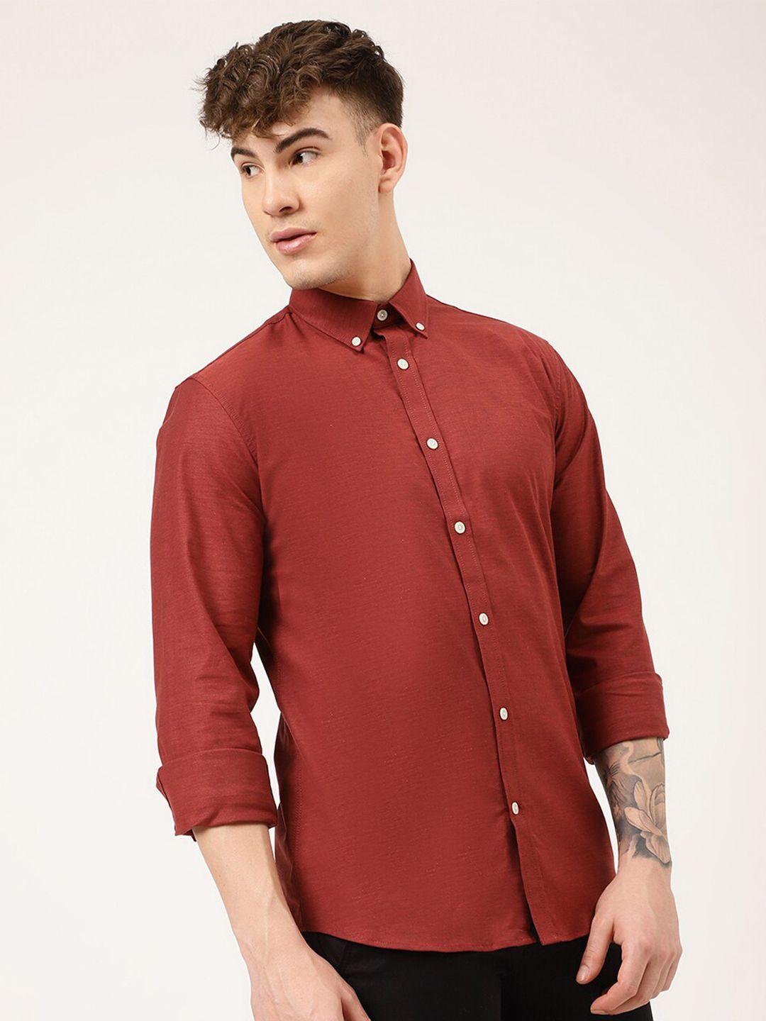lindbergh men red slim fit casual shirt