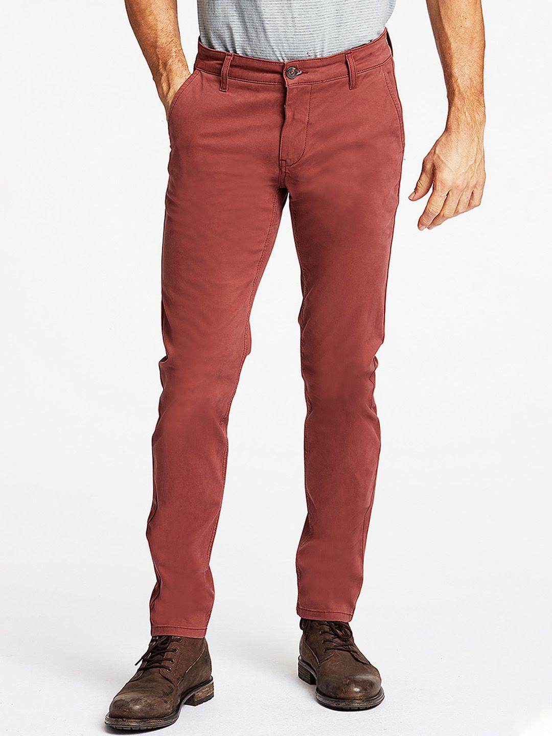 lindbergh men red slim fit chinos trousers