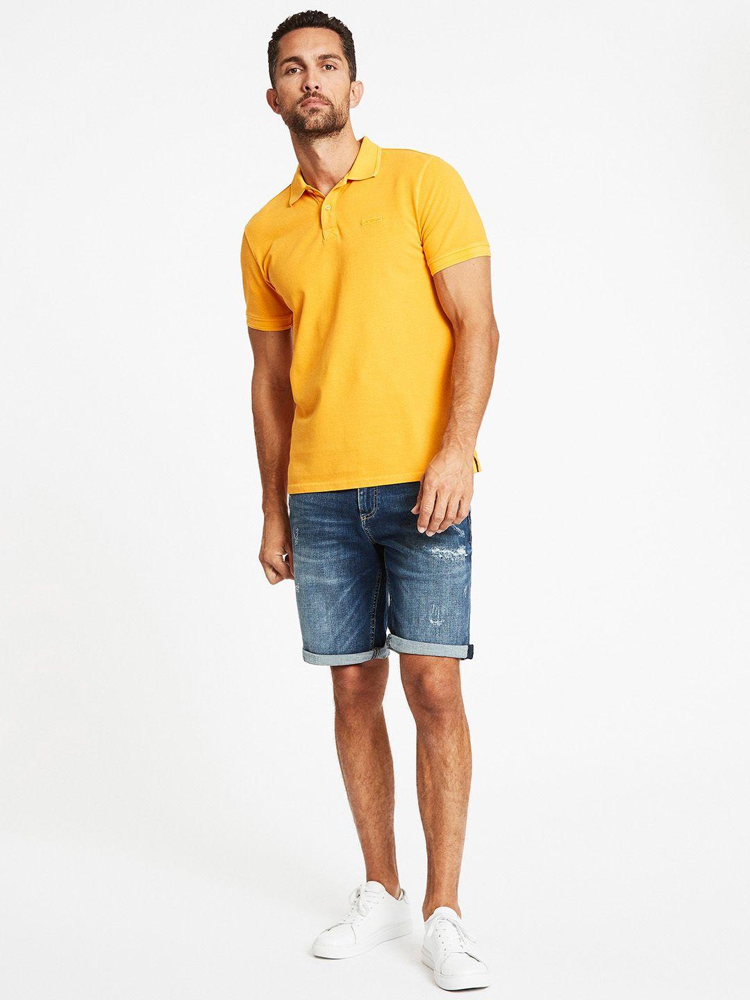 lindbergh men yellow polo collar t-shirt