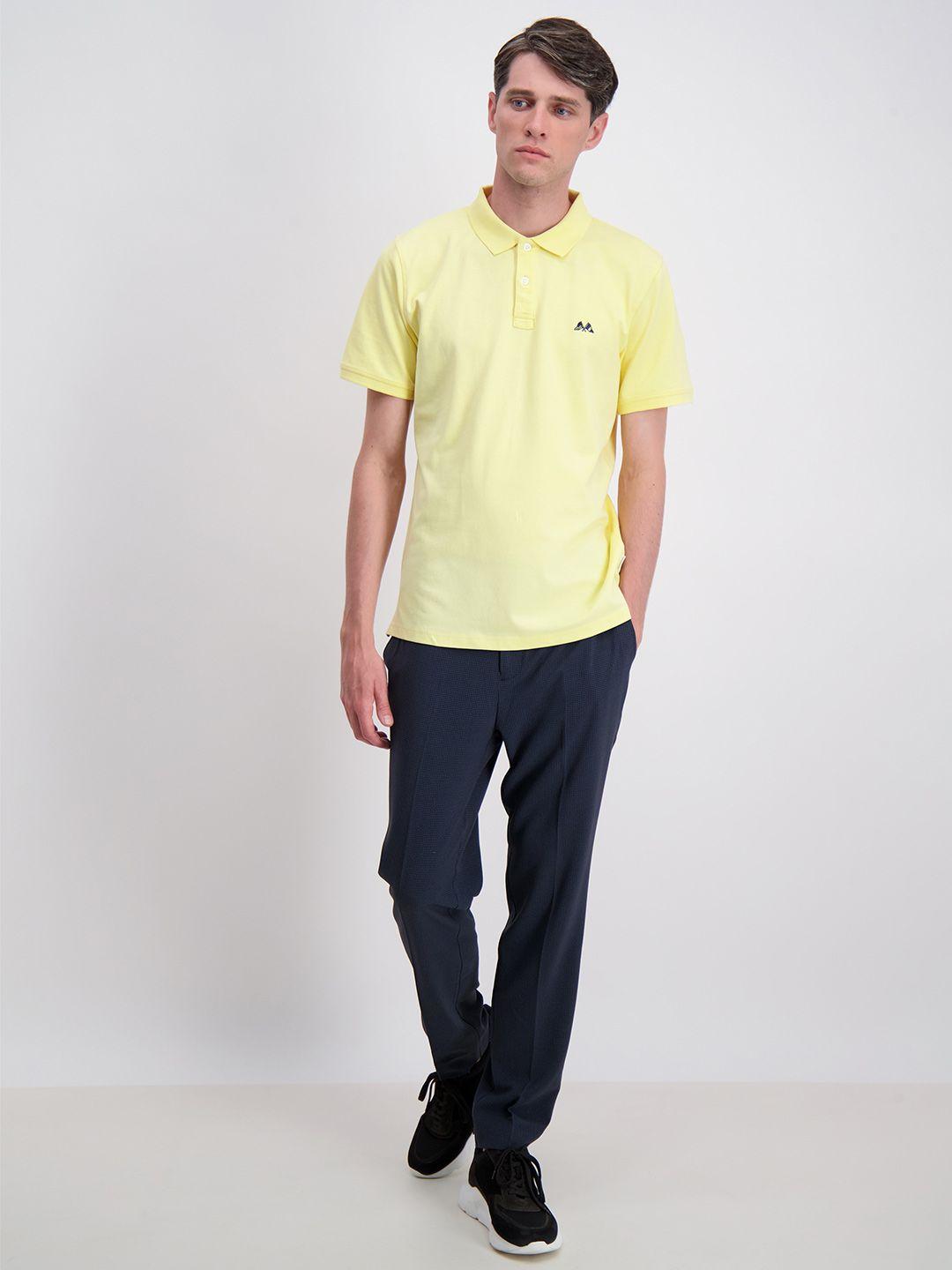 lindbergh men yellow polo collar t-shirt
