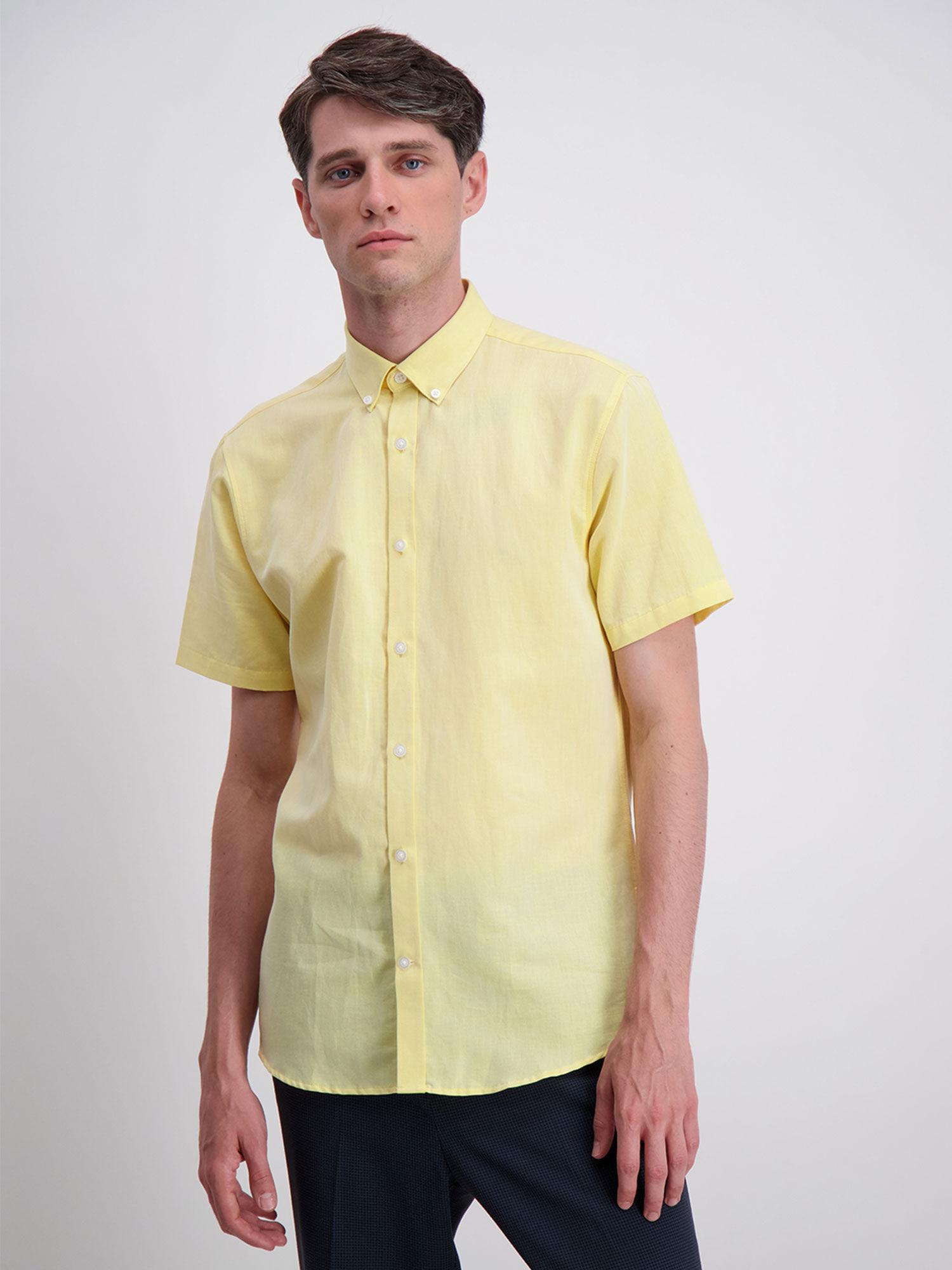 lindbergh peach solid button-down shirt