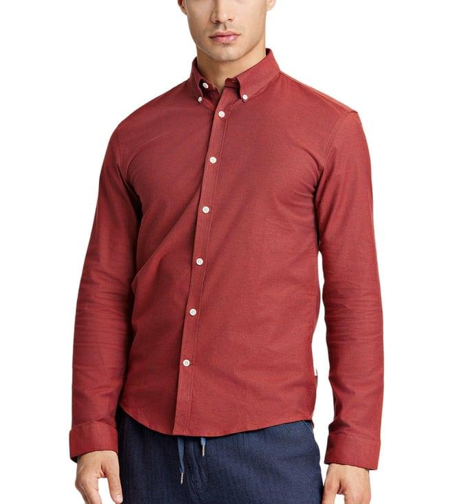 lindbergh red slim fit shirt