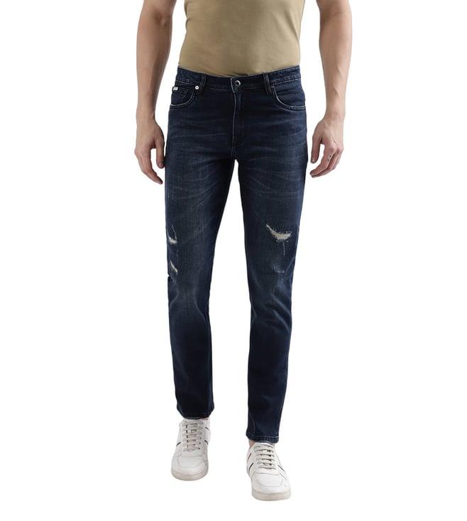 lindbergh slim blue fashion light distress mid rise jeans