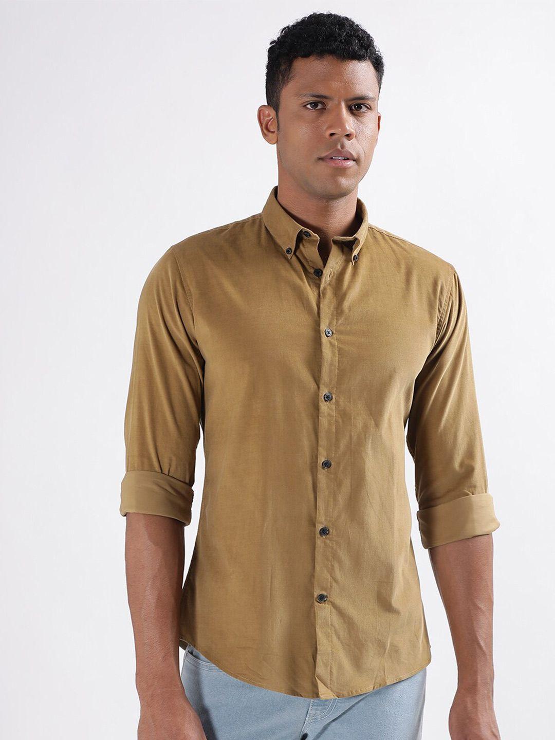 lindbergh slim fit button-down collar casual pure cotton shirt