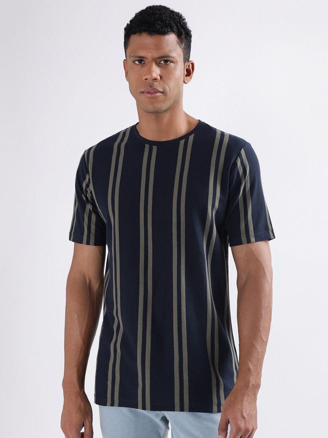 lindbergh striped round neck cotton t-shirt
