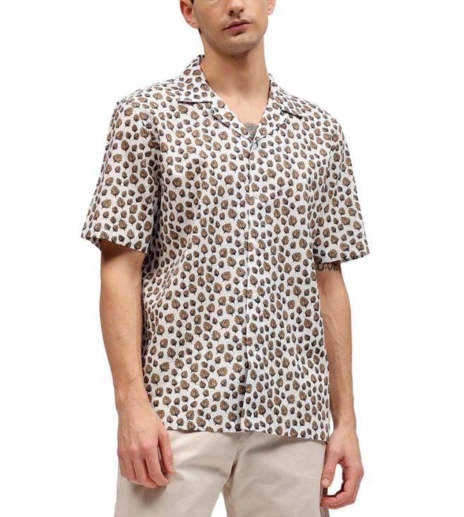 lindbergh white fashion printed regular fit shirt