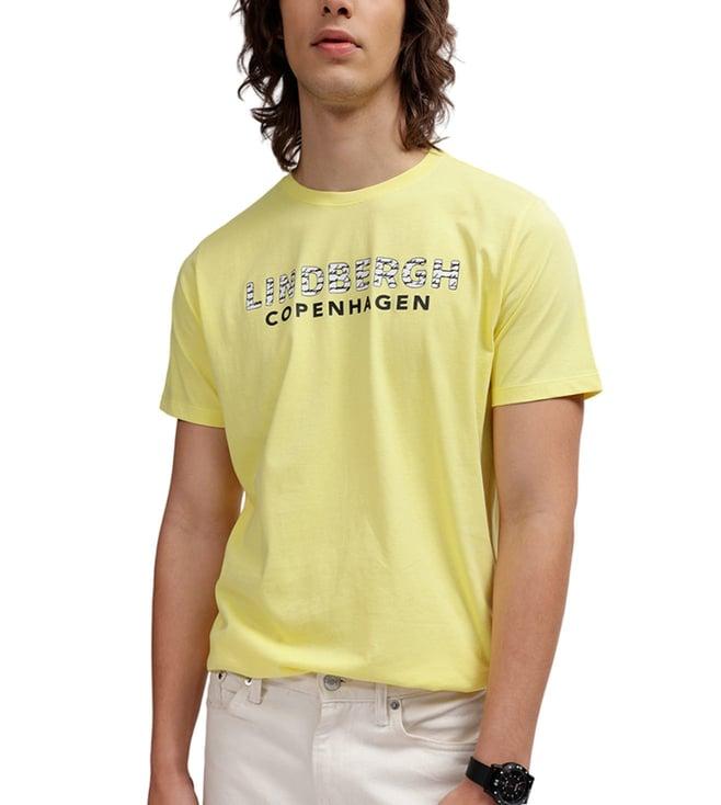 lindbergh yellow fashion logo regular fit t-shirt