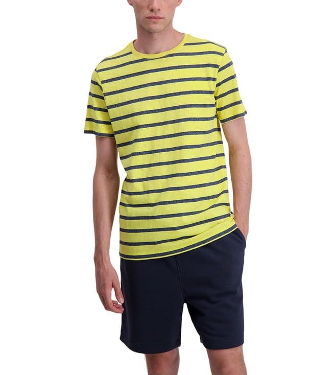 lindbergh yellow striped regular fit t-shirt