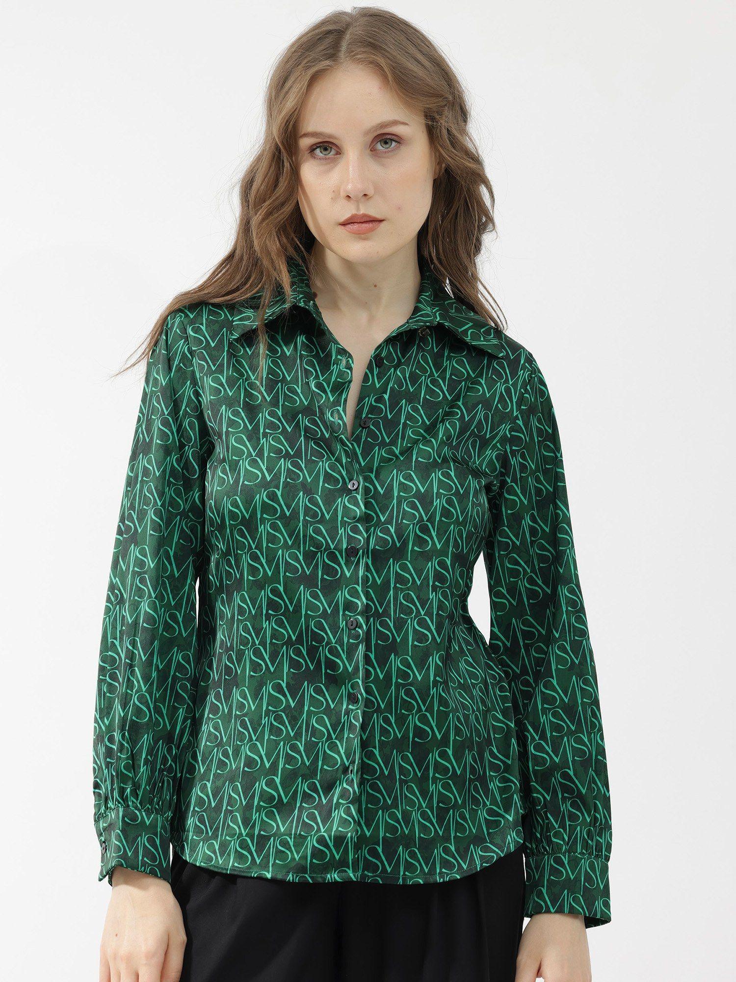 lindsay dark green polyester shirt