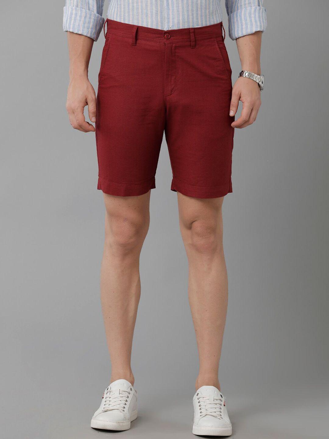 linen club men mid-rise slim fit linen chino shorts
