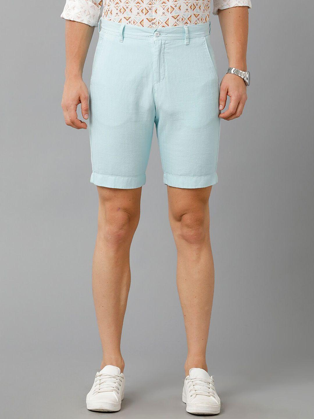 linen club men mid-rise slim fit linen shorts