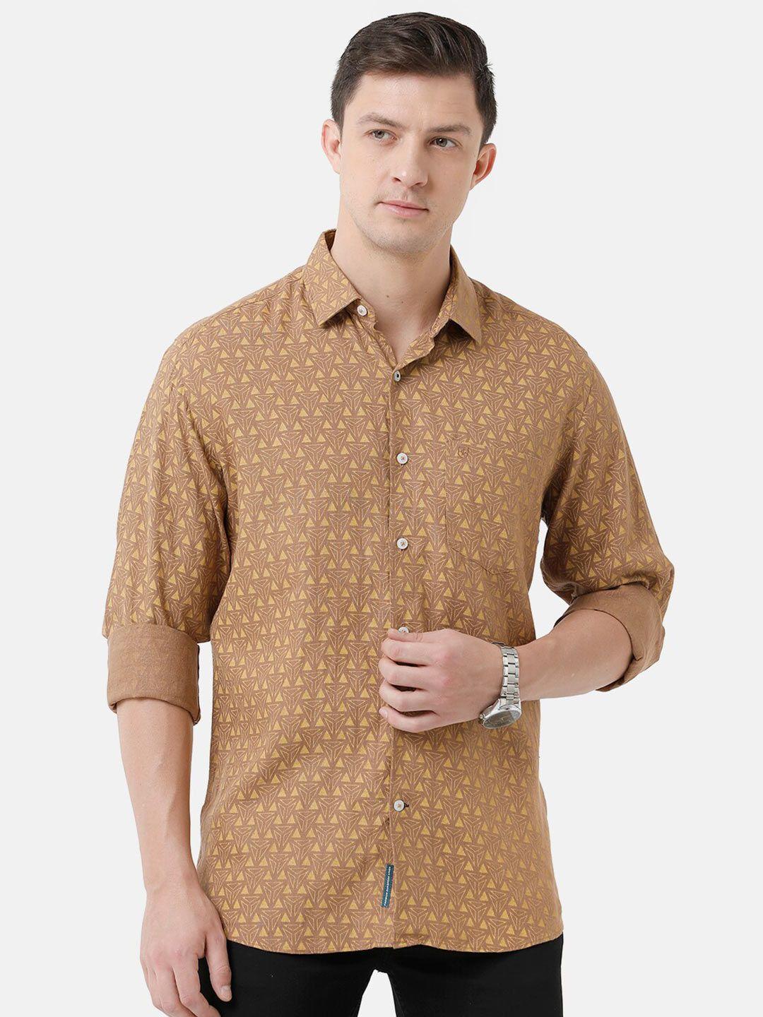 linen club men printed sustainable casual regular fit linen shirt