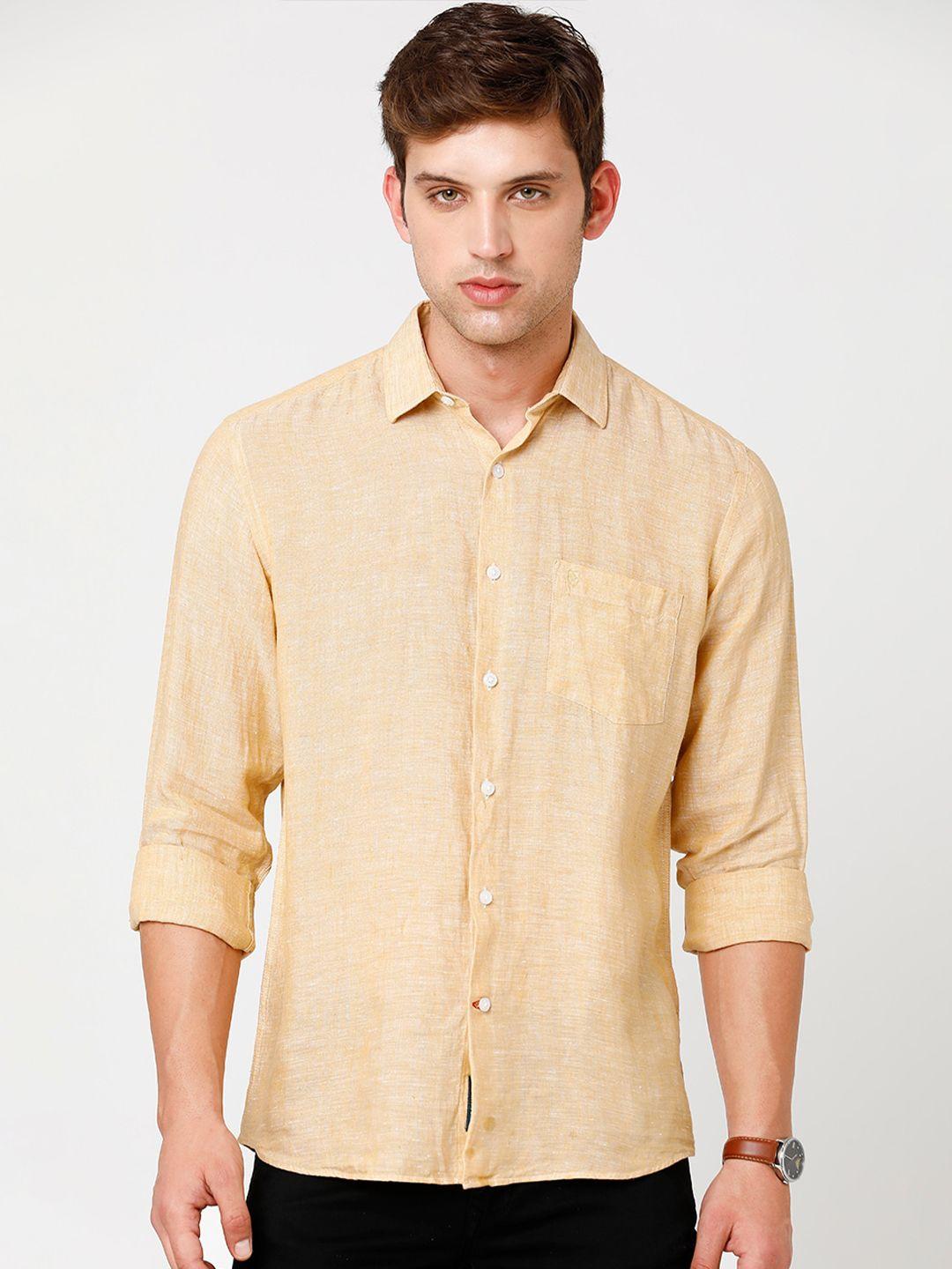 linen club men regular fit sustainable casual shirt