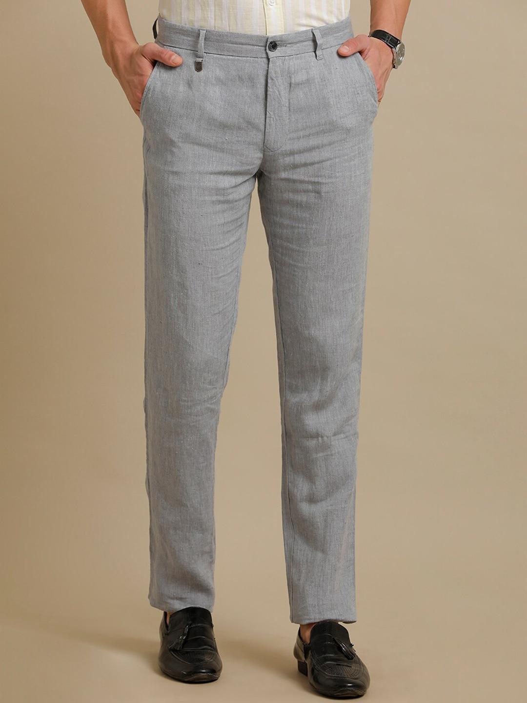 linen club men smart casual pure linen trousers