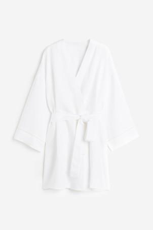 linen-blend dressing gown