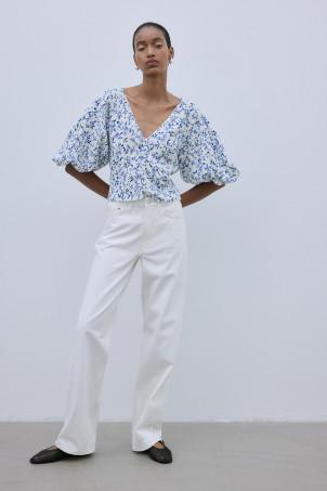 linen-blend blouse