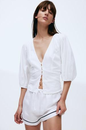 linen-blend blouse