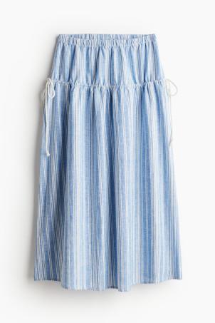 linen-blend drawstring-detail skirt