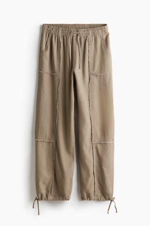 linen-blend parachute trousers