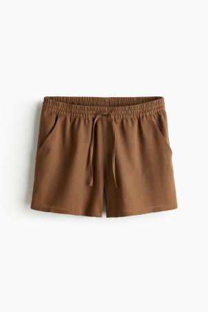 linen-blend pull-on shorts