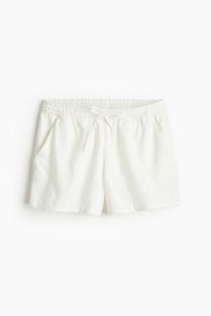 linen-blend pull-on shorts