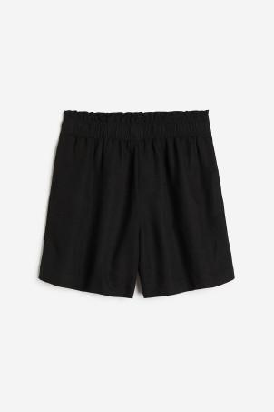 linen-blend pull-on shorts