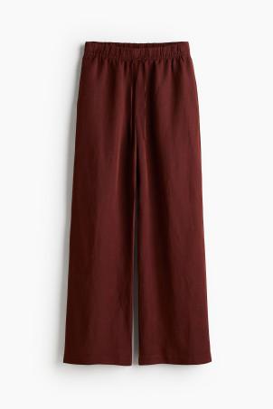 linen-blend pull-on trousers