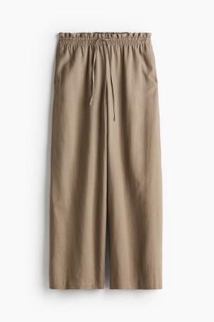 linen-blend pull-on trousers