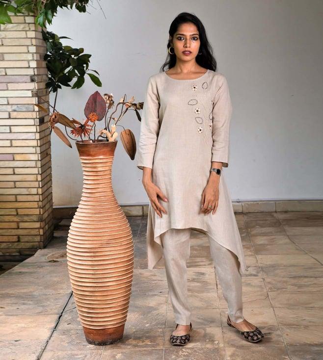 linen bloom kudrat beige tunic