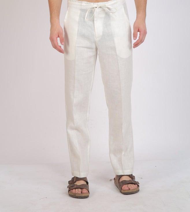 linen bloom white drawstring pants