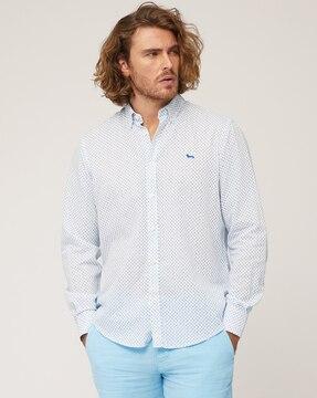 linen button down regular fit shirt