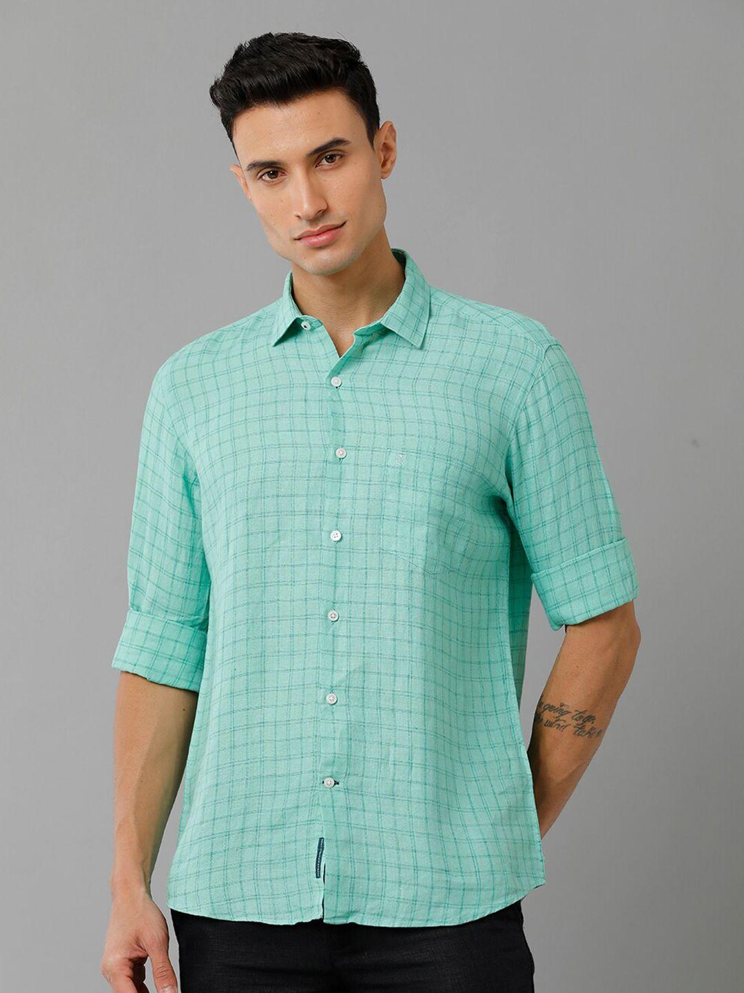 linen club checked pure linen casual shirt