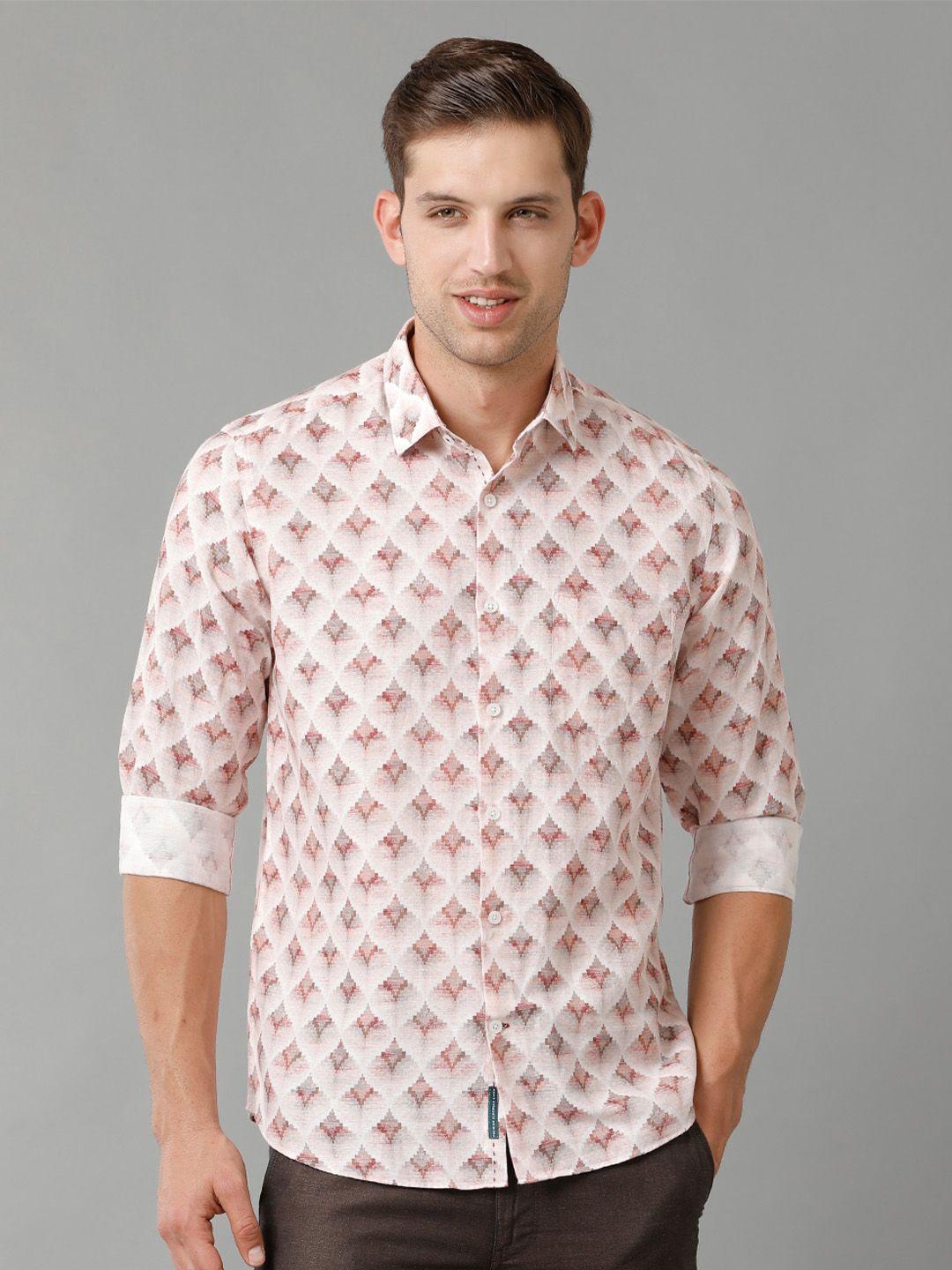 linen club contemporary abstract pure linen printed casual shirt