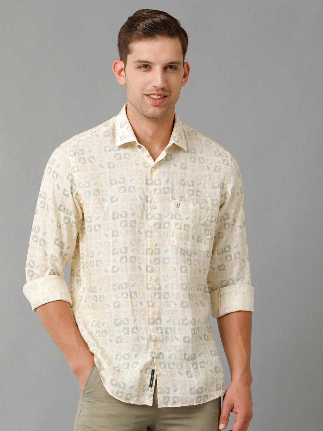 linen club contemporary floral printed linen casual shirt