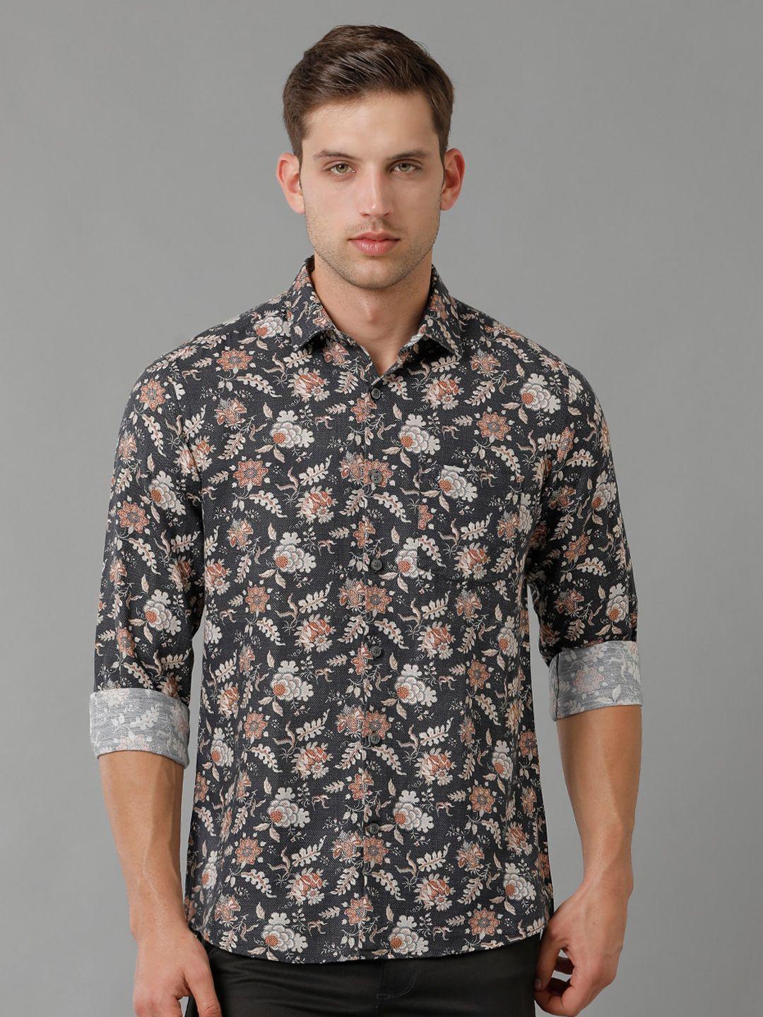 linen club contemporary floral pure linen printed casual shirt