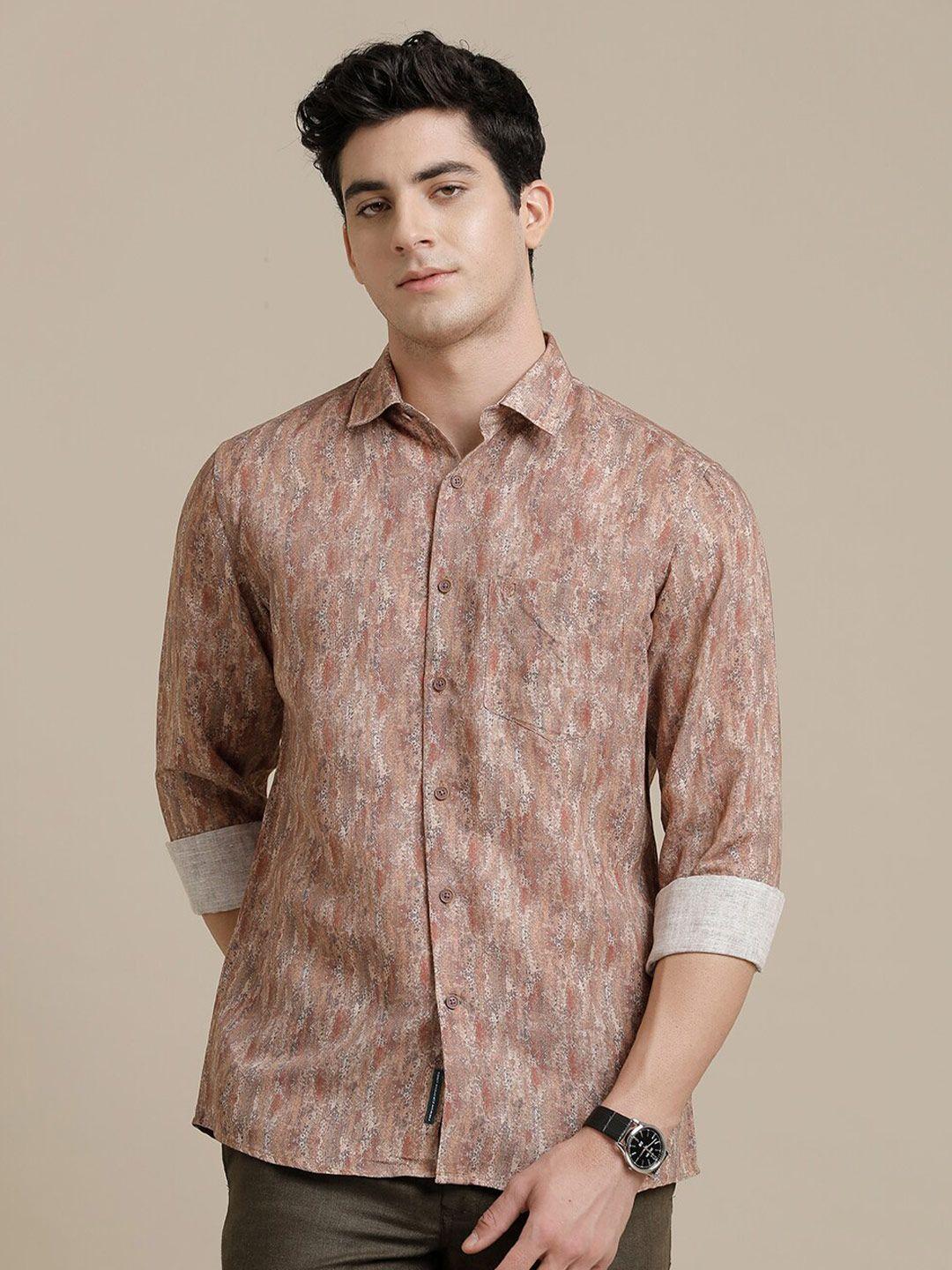 linen club contemporary opaque abstract printed pure linen casual shirt