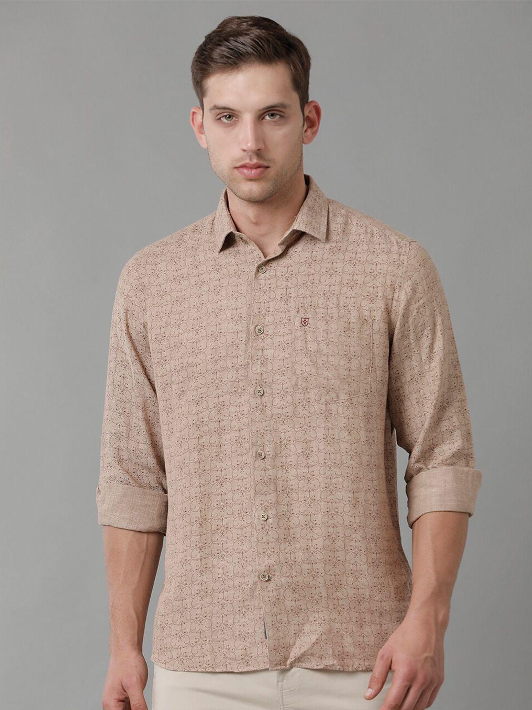 linen club contemporary opaque ethnic motifs printed pure linen casual shirt