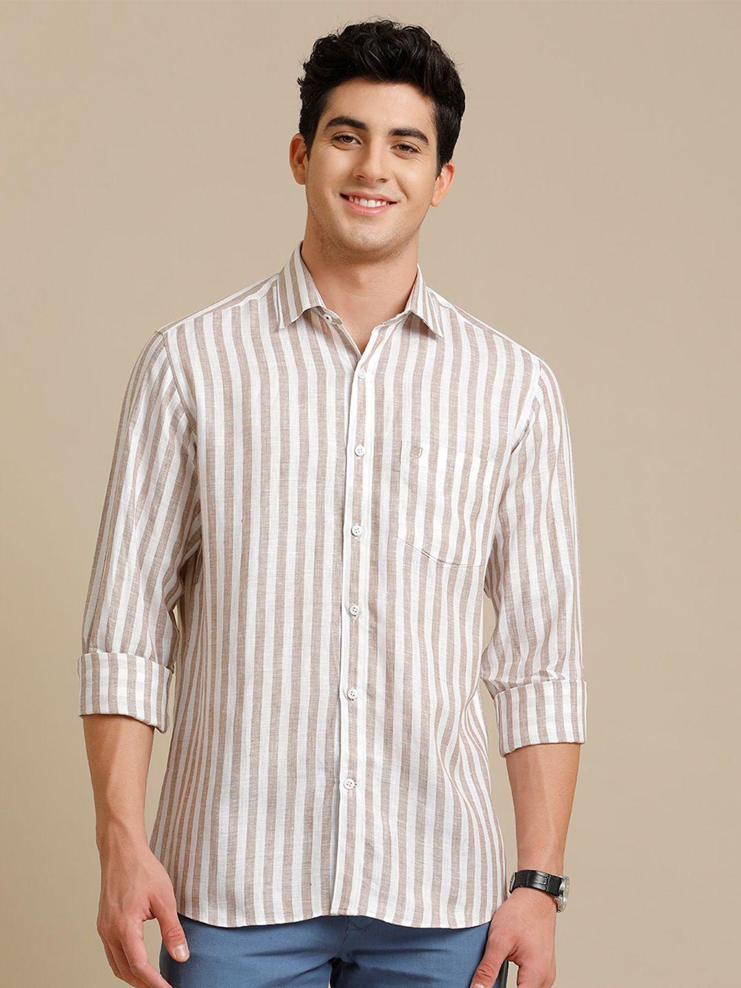 linen club contemporary pure linen striped casual shirt