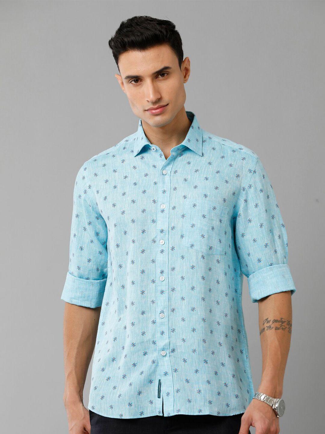 linen club conversational printed pure linen casual shirt