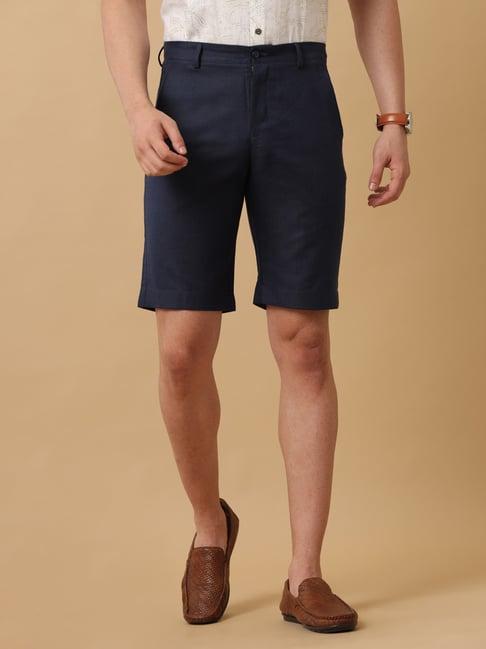 linen club dark blue contemporary fit shorts